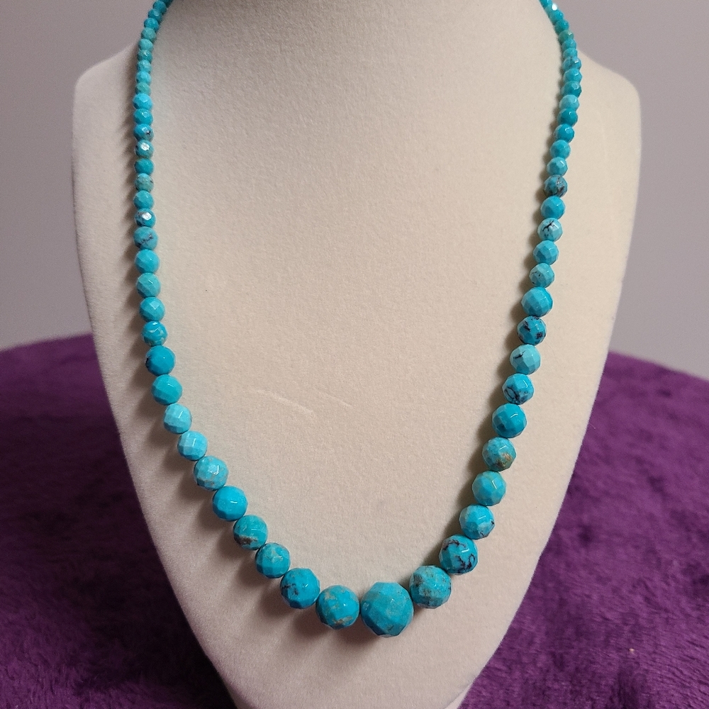RARE Jay King Turquoise Graduated Beads Sterling Silver Necklace - Picture 1 of 15